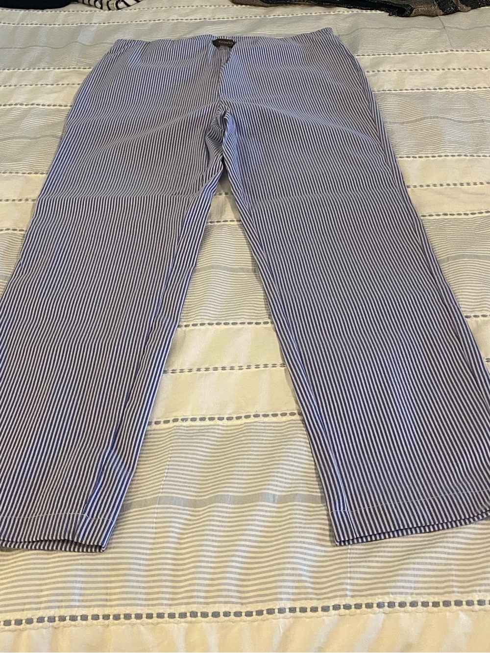 crosby. Navy and White Pinstripe Shirt